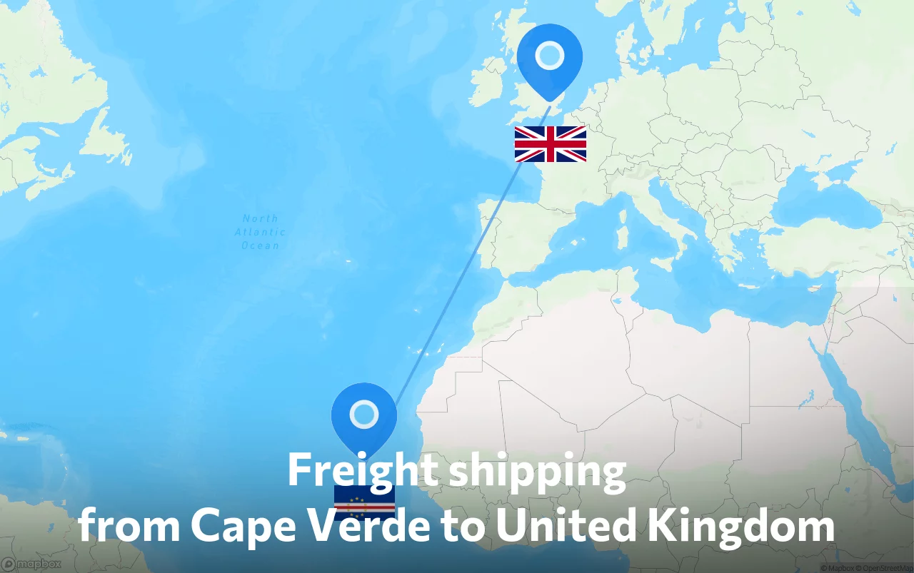 Shipping route from Cape Verde to United Kingdom