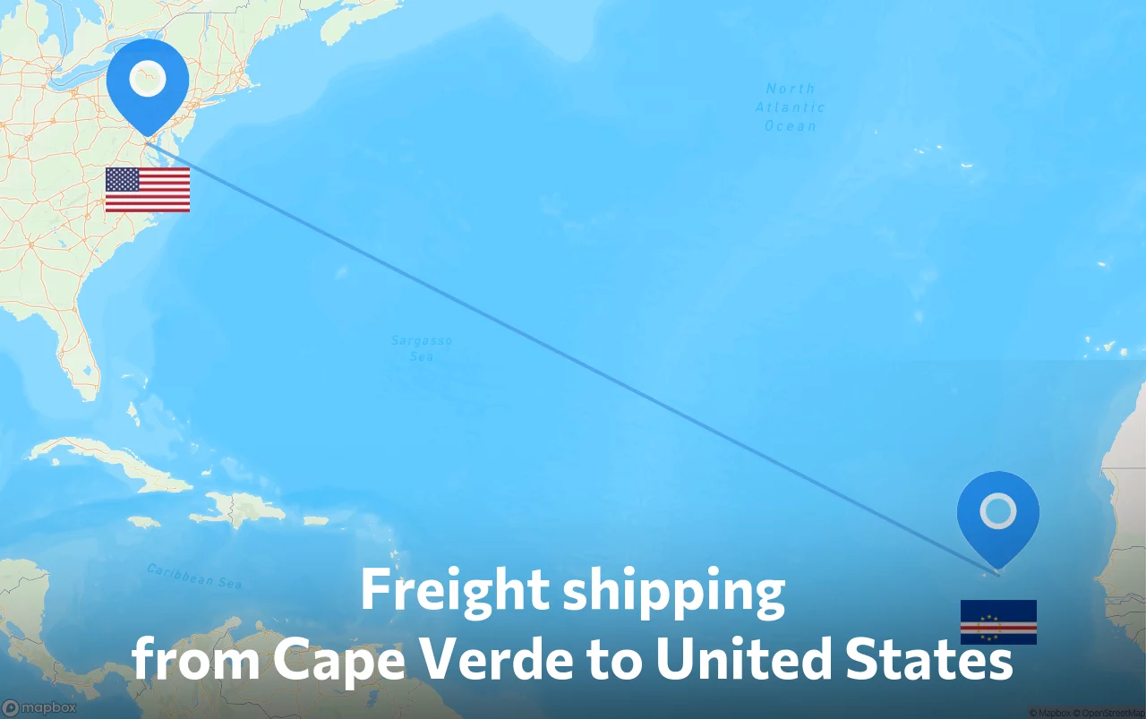 Shipping route from Cape Verde to United States