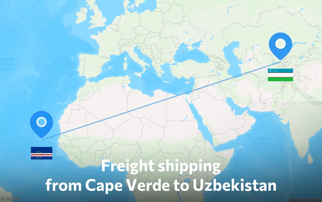 Shipping route from Cape Verde to Uzbekistan