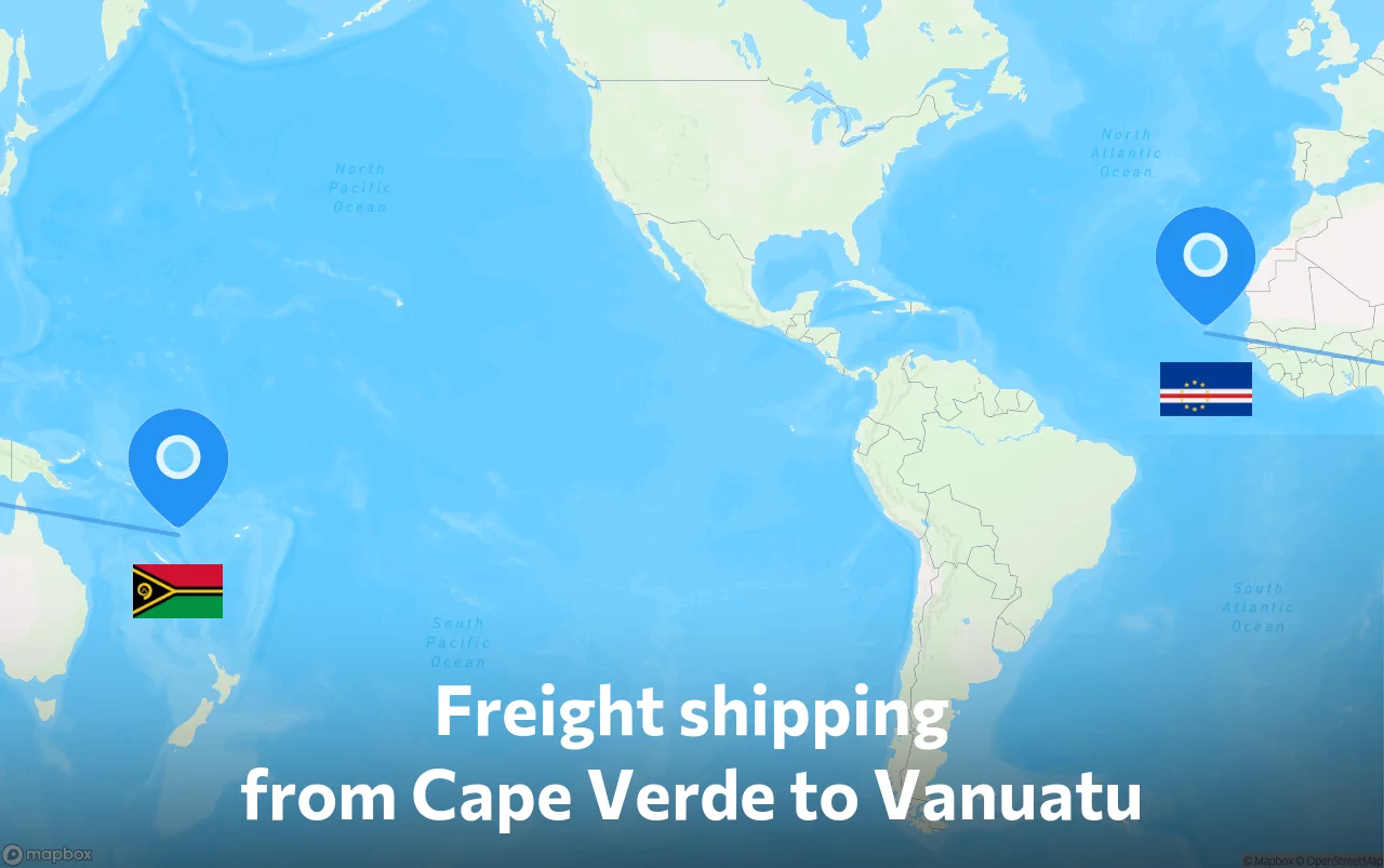 Shipping route from Cape Verde to Vanuatu