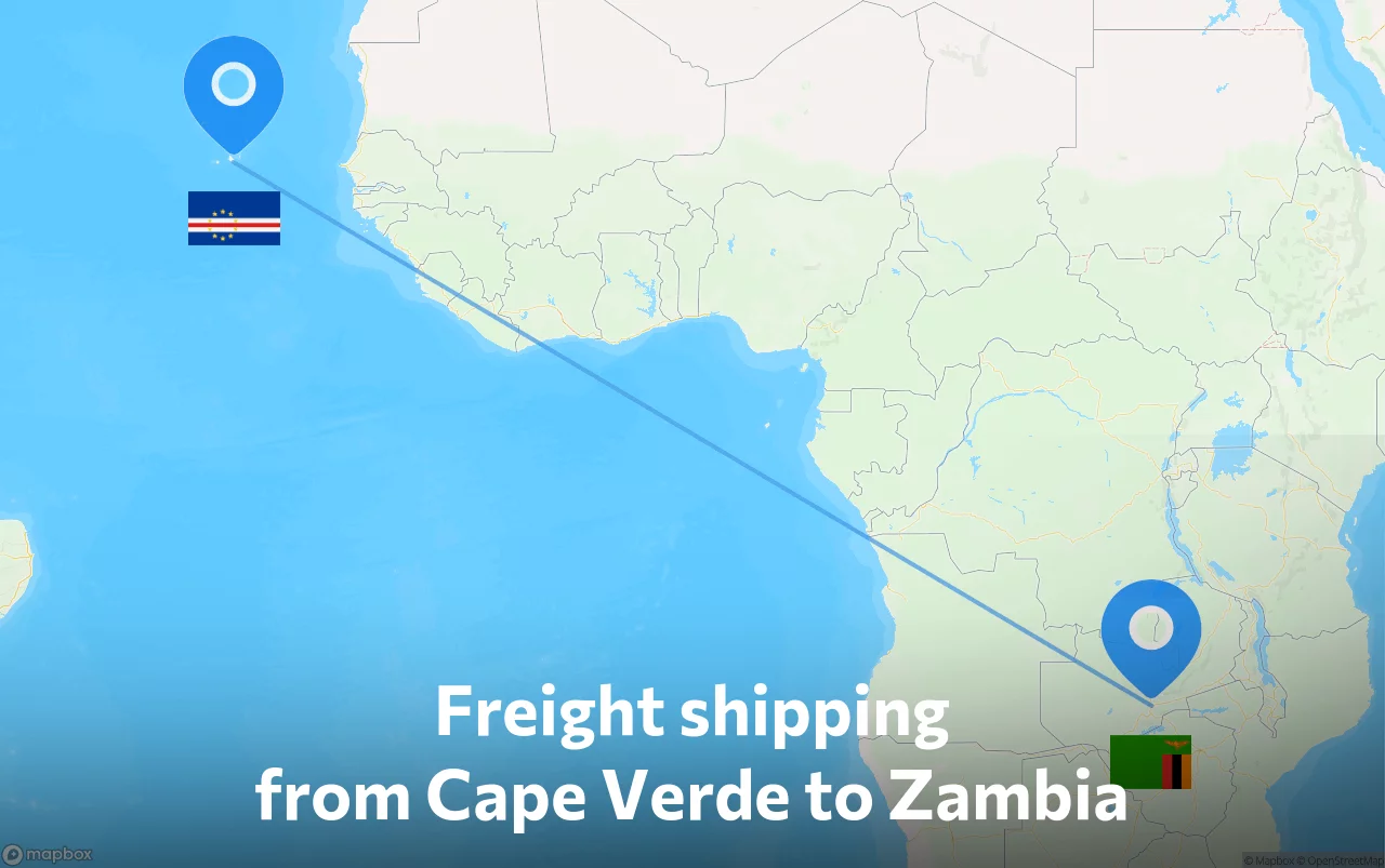 Shipping route from Cape Verde to Zambia