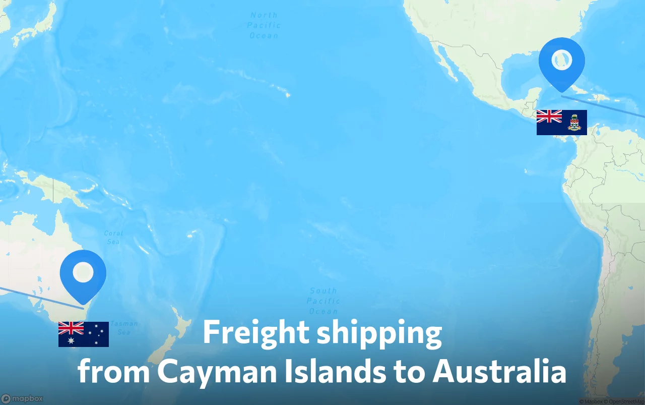 Shipping route from Cayman Islands to Australia