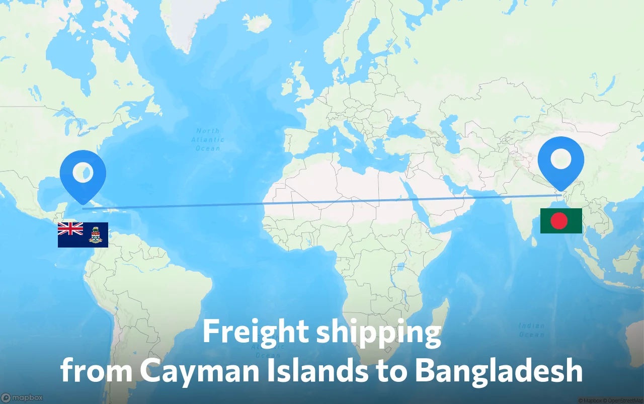 Shipping route from Cayman Islands to Bangladesh