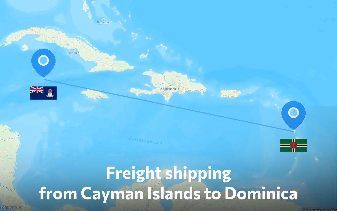 Shipping route from Cayman Islands to Dominica