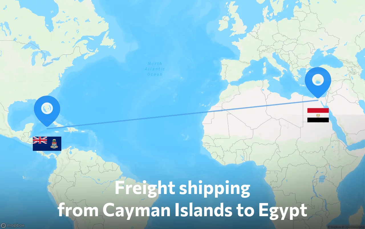 Shipping route from Cayman Islands to Egypt