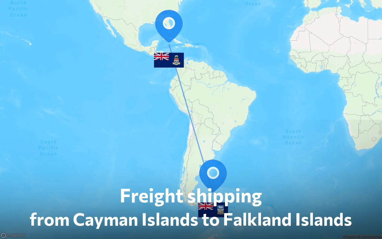 Shipping route from Cayman Islands to Falkland Islands