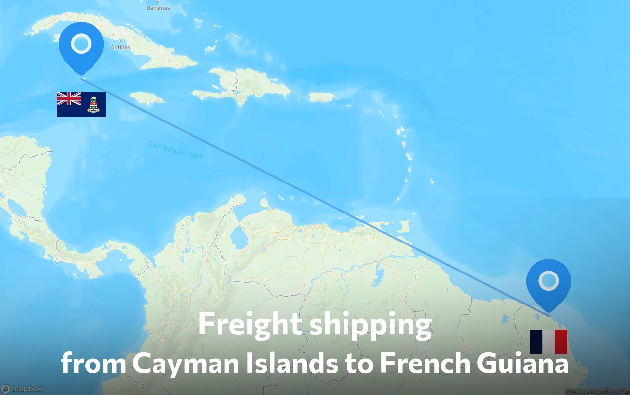 Shipping route from Cayman Islands to French Guiana