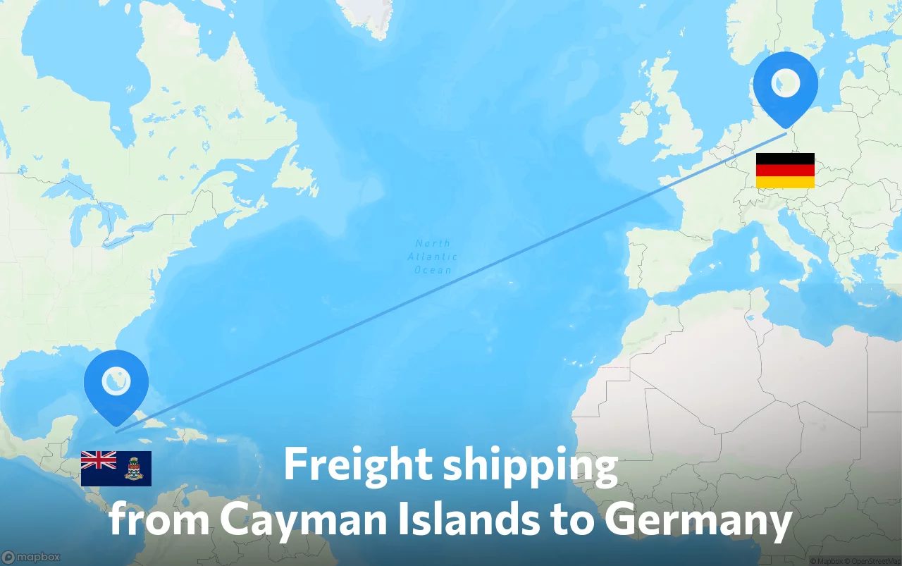Shipping route from Cayman Islands to Germany