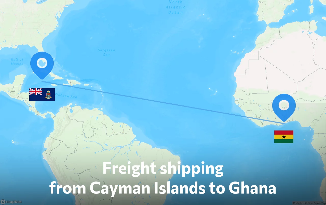 Shipping route from Cayman Islands to Ghana