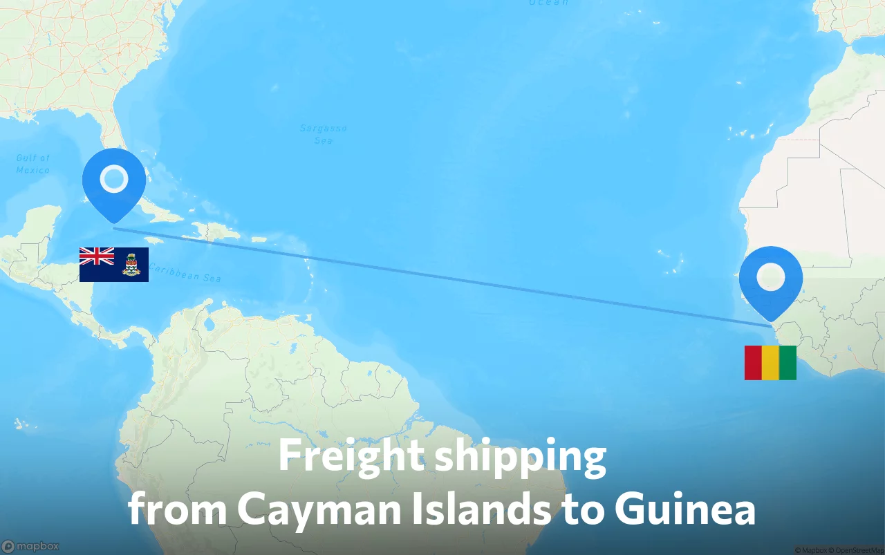 Shipping route from Cayman Islands to Guinea