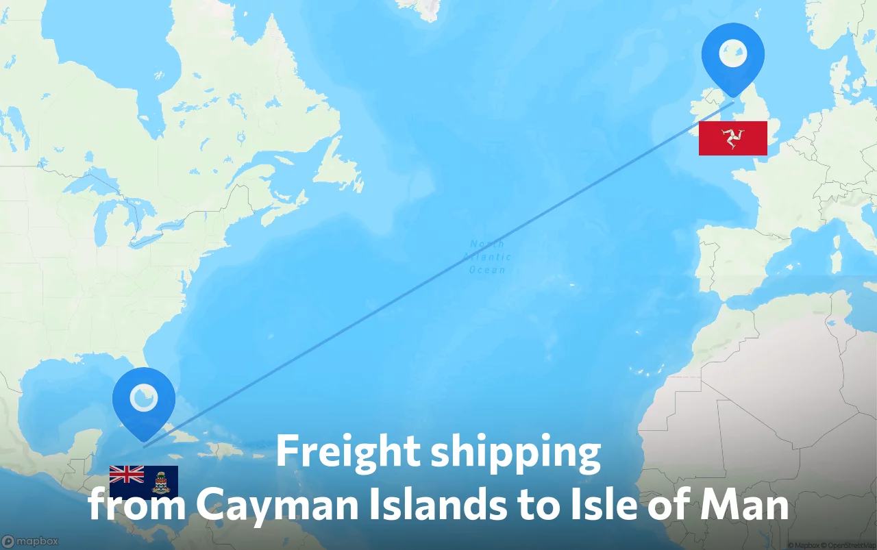 Shipping route from Cayman Islands to Isle of Man