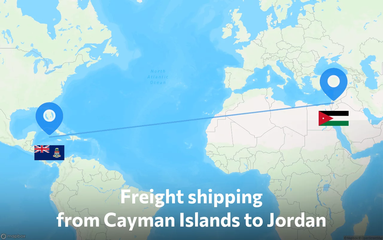 Shipping route from Cayman Islands to Jordan