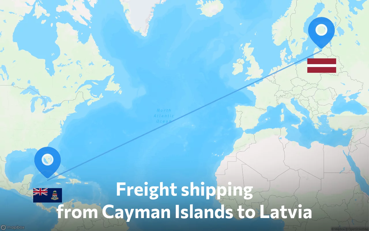 Shipping route from Cayman Islands to Latvia