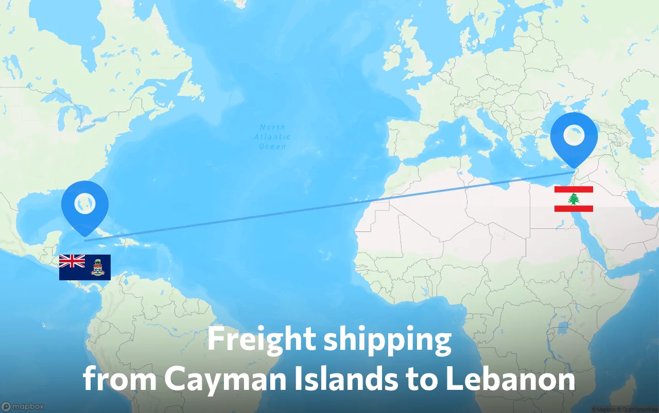 Shipping route from Cayman Islands to Lebanon