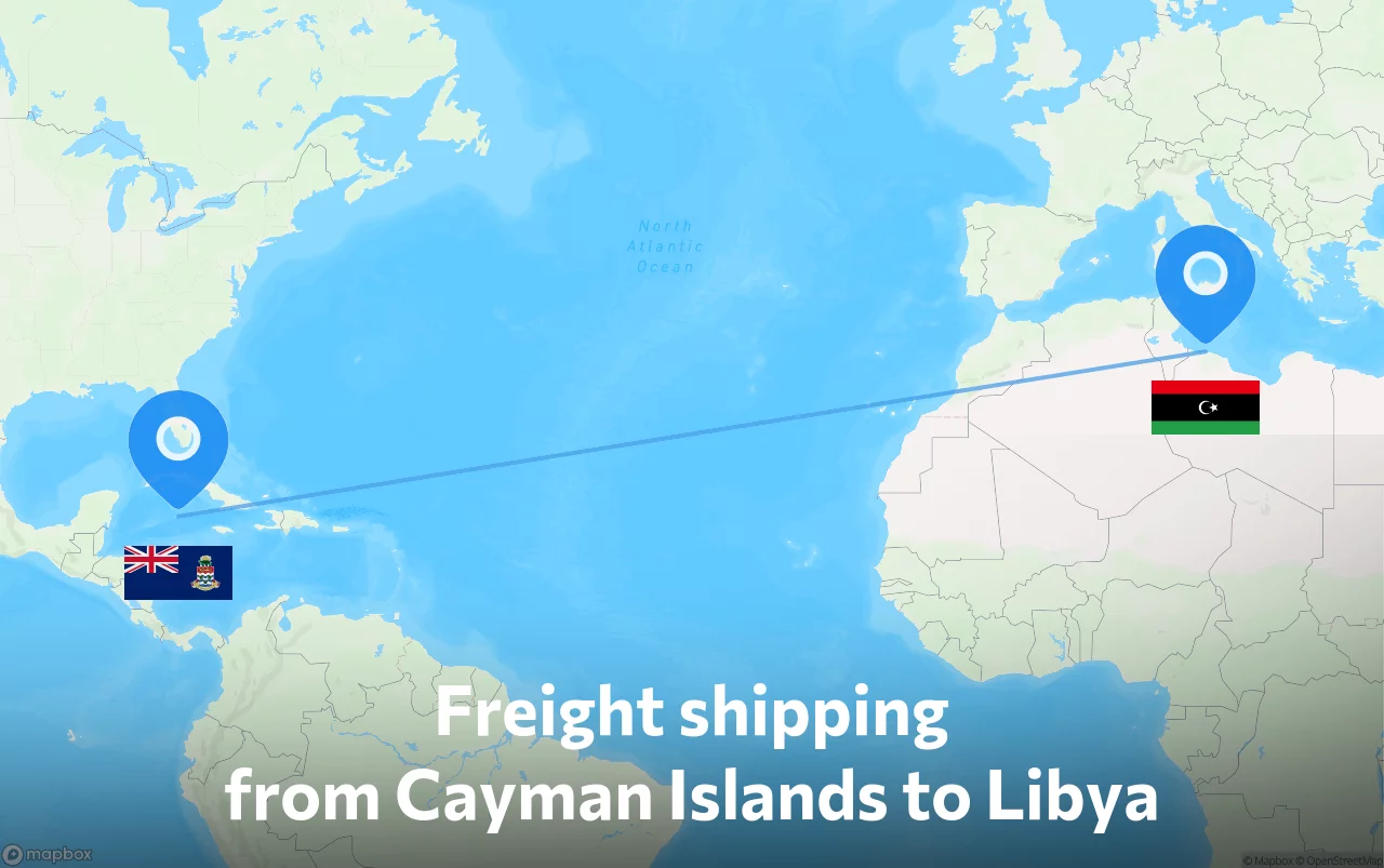 Shipping route from Cayman Islands to Libya
