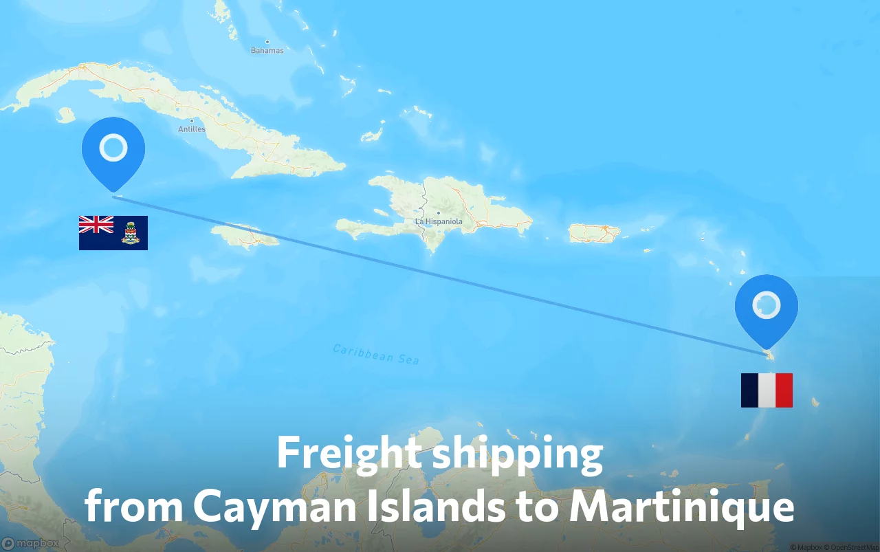 Shipping route from Cayman Islands to Martinique