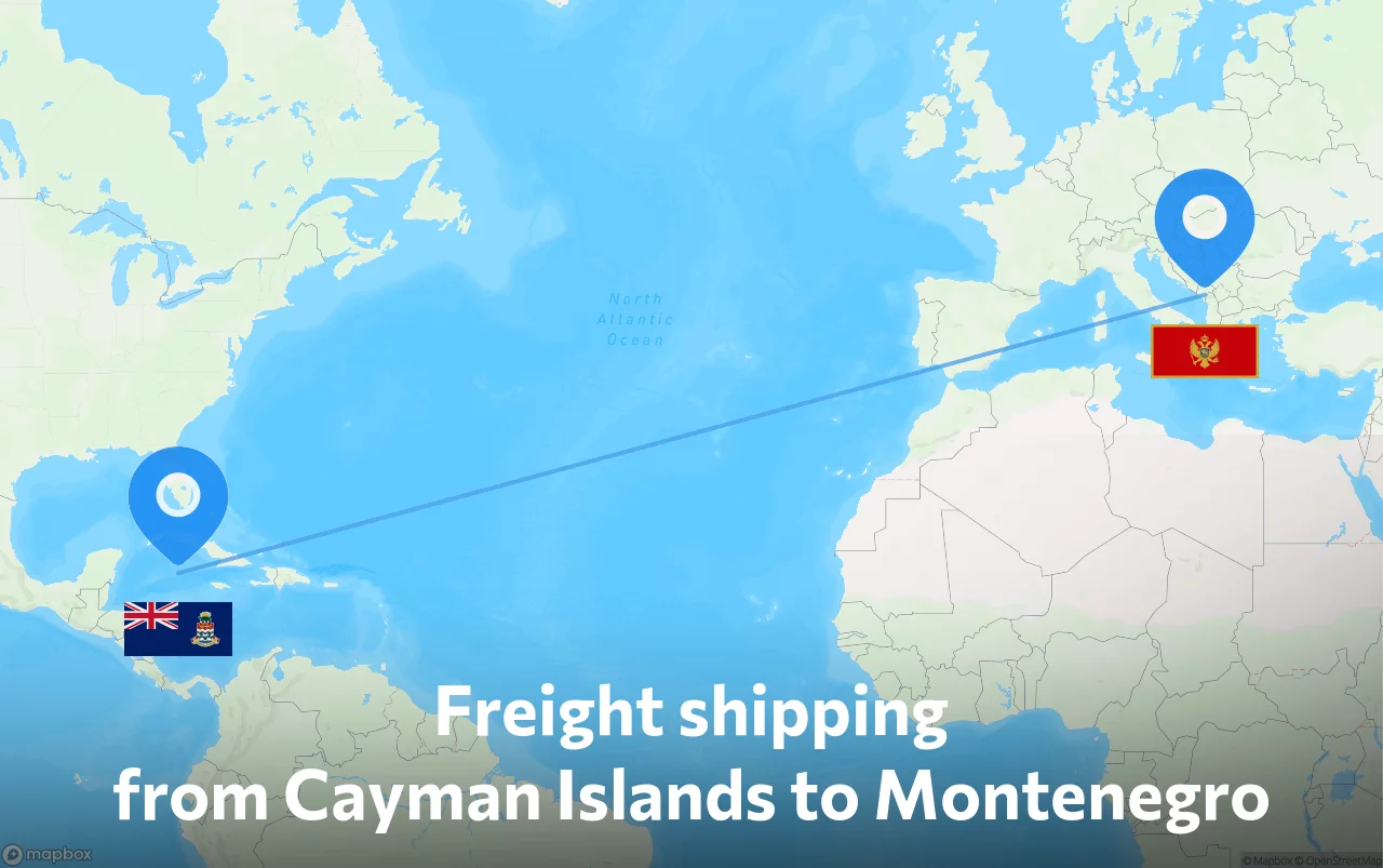 Shipping route from Cayman Islands to Montenegro