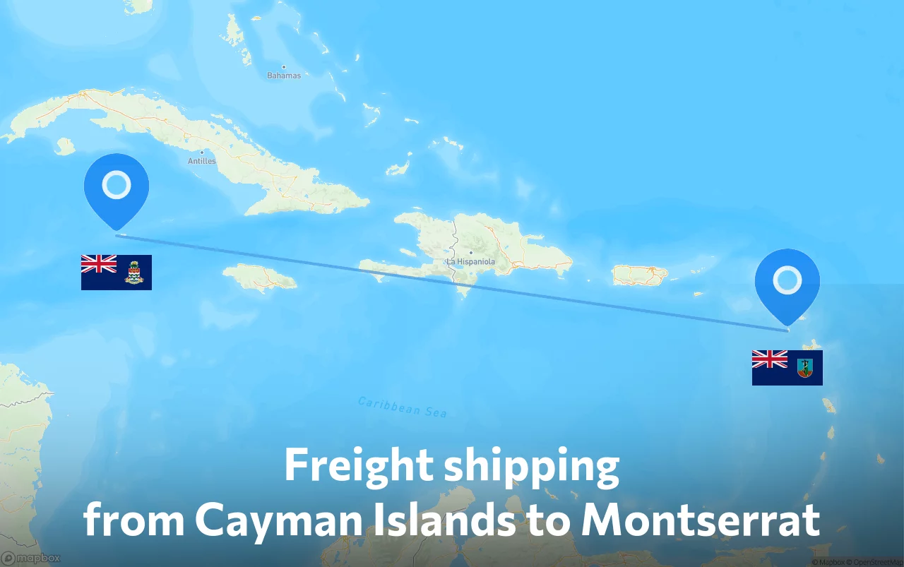Shipping route from Cayman Islands to Montserrat