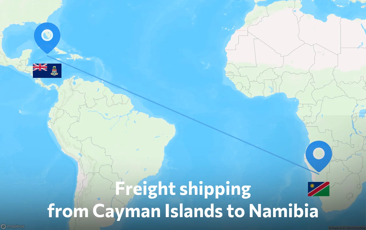 Shipping route from Cayman Islands to Namibia