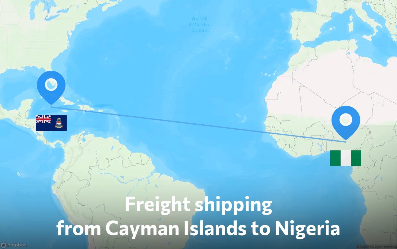 Shipping route from Cayman Islands to Nigeria