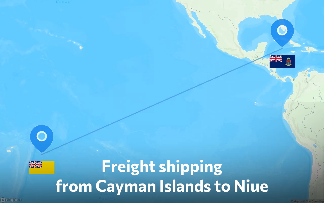 Shipping route from Cayman Islands to Niue