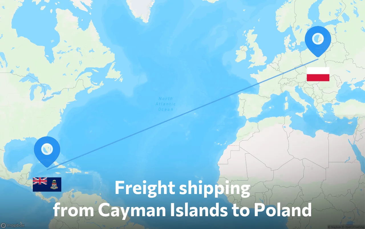Shipping route from Cayman Islands to Poland