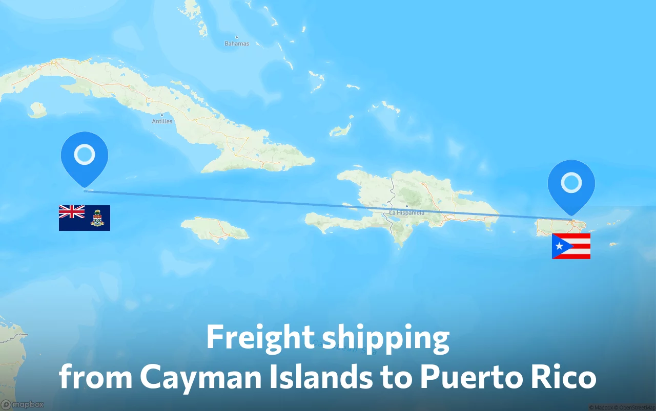 Shipping route from Cayman Islands to Puerto Rico