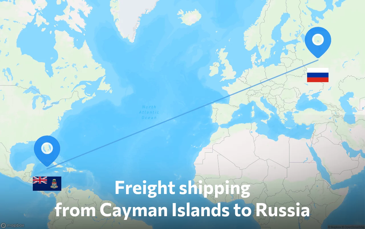 Shipping route from Cayman Islands to Russia