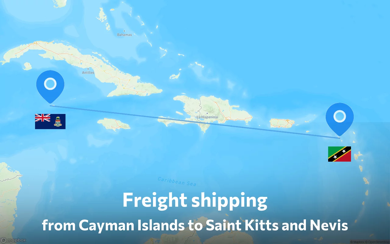 Shipping route from Cayman Islands to Saint Kitts and Nevis
