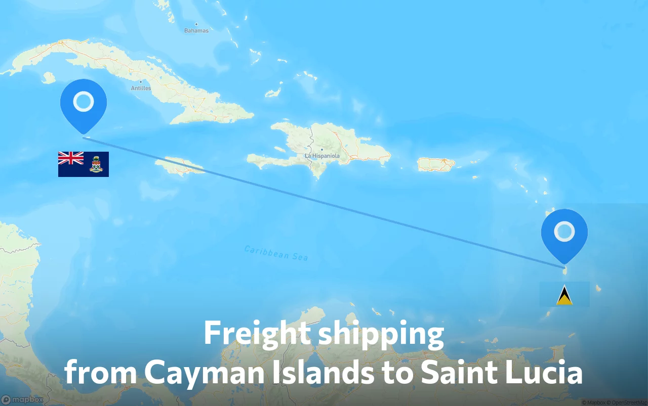 Shipping route from Cayman Islands to Saint Lucia