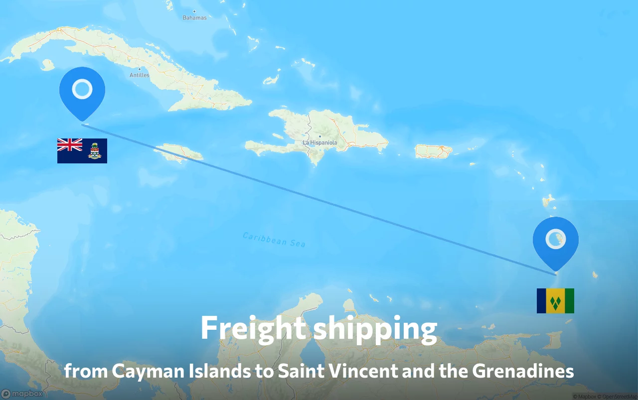 Shipping route from Cayman Islands to Saint Vincent and the Grenadines
