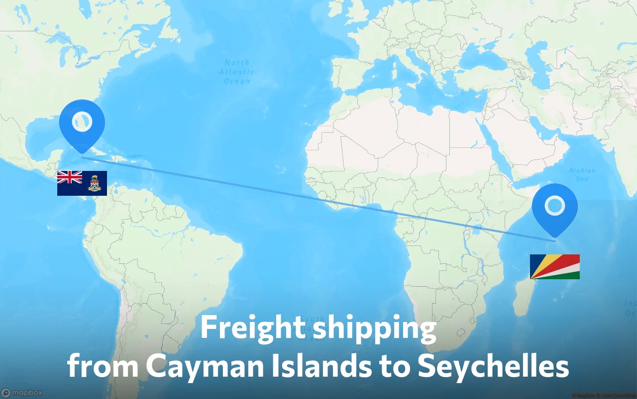 Shipping route from Cayman Islands to Seychelles