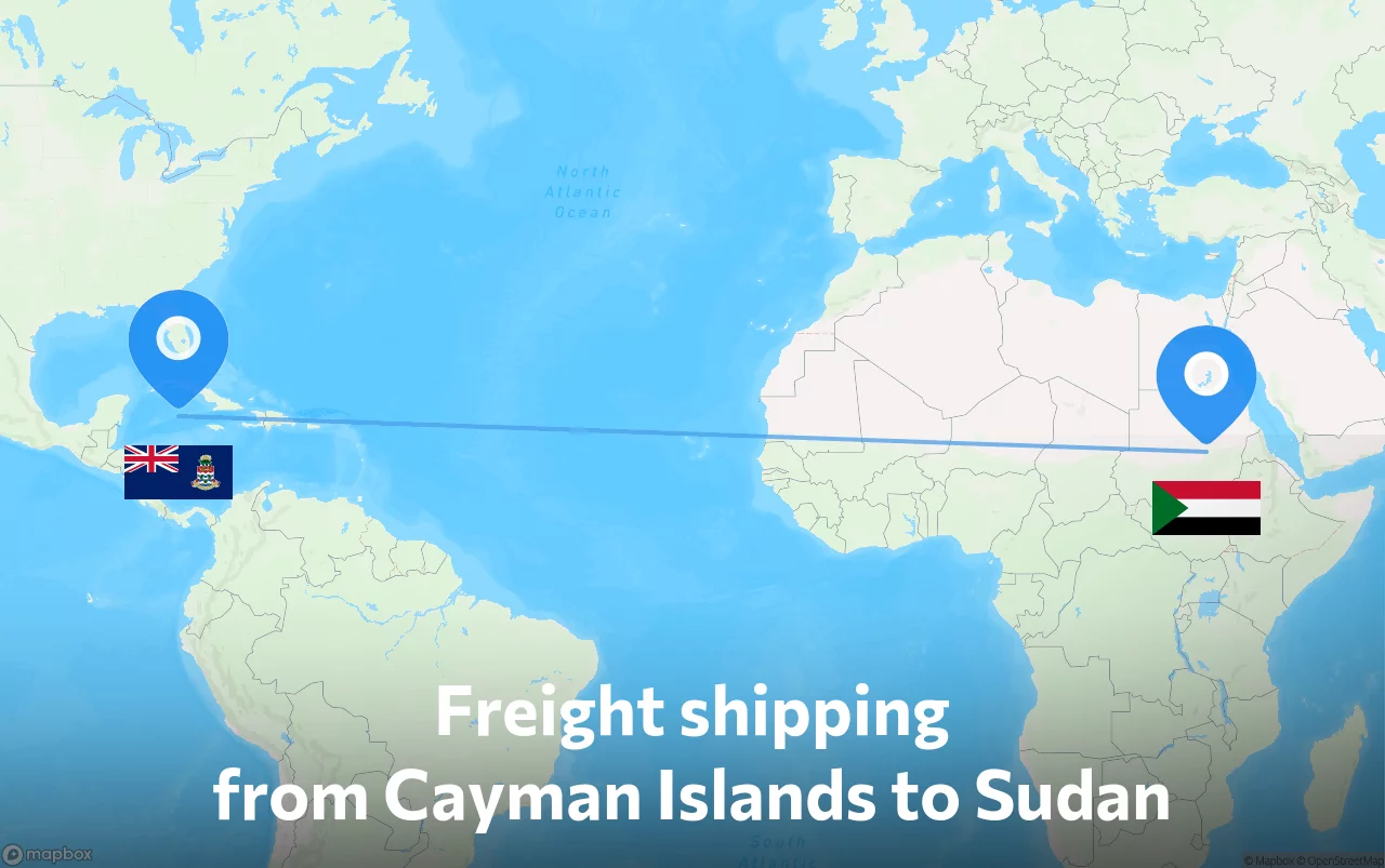 Shipping route from Cayman Islands to Sudan