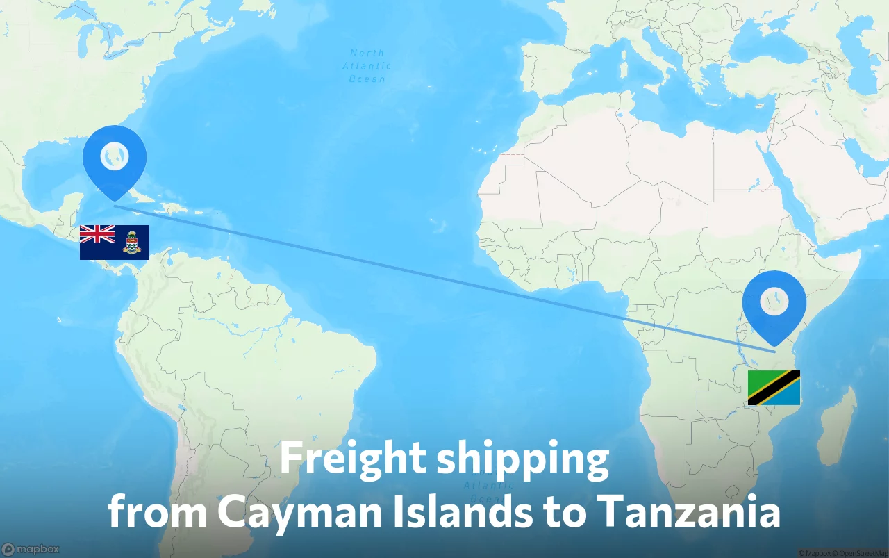 Shipping route from Cayman Islands to Tanzania