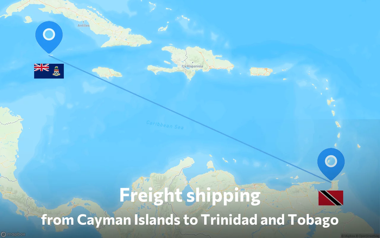 Shipping route from Cayman Islands to Trinidad and Tobago