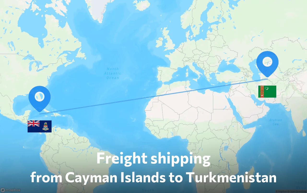 Shipping route from Cayman Islands to Turkmenistan