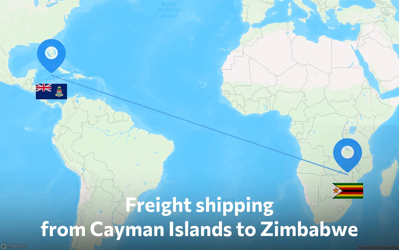 Shipping route from Cayman Islands to Zimbabwe
