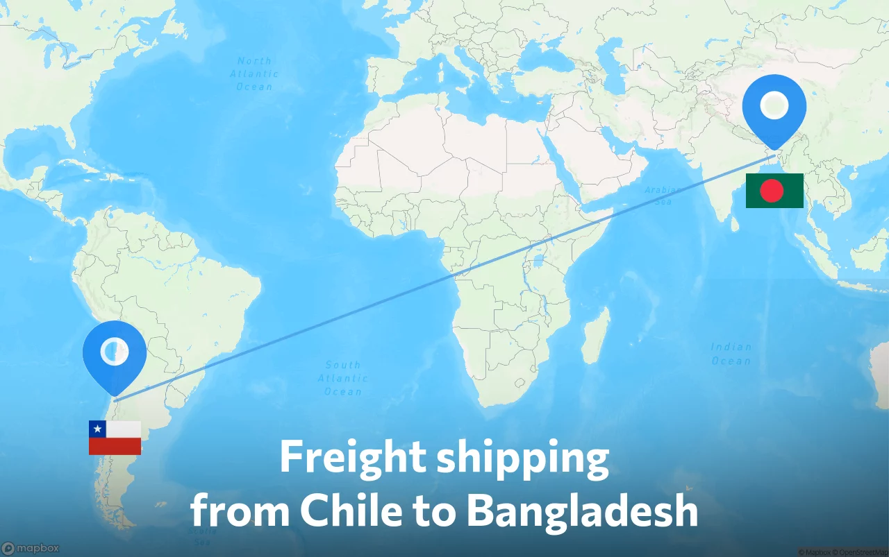 Shipping route from Chile to Bangladesh