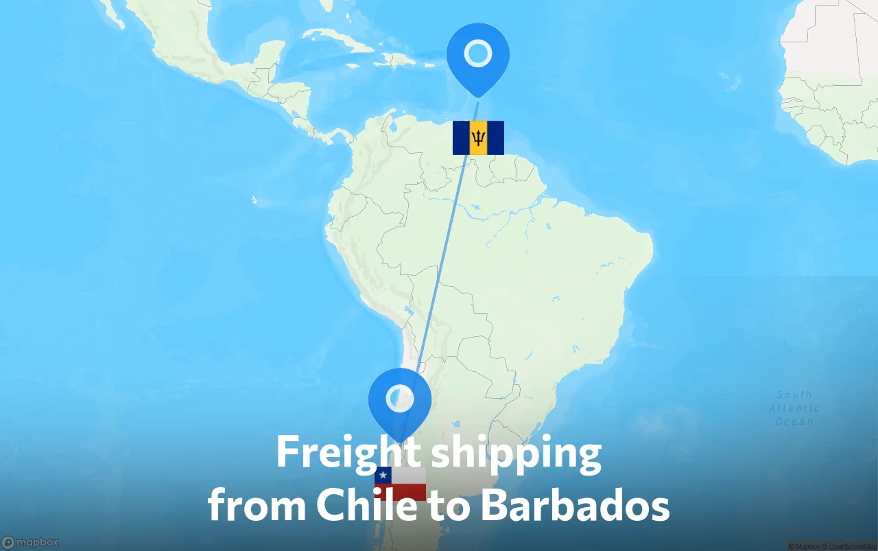 Shipping route from Chile to Barbados