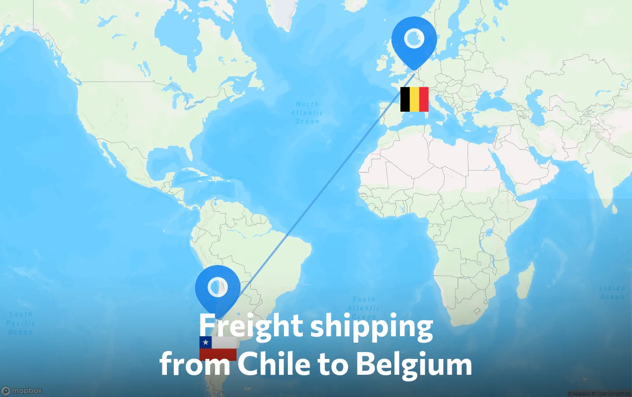 Shipping route from Chile to Belgium