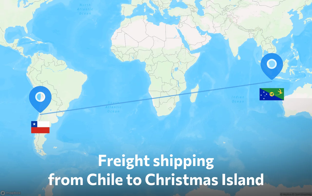 Shipping route from Chile to Christmas Island