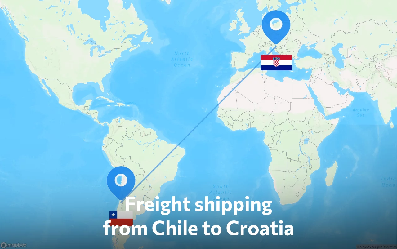 Shipping route from Chile to Croatia