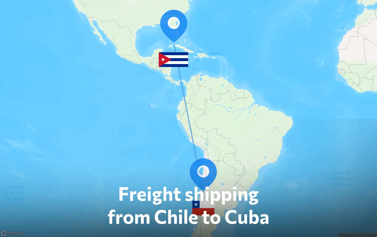 Shipping route from Chile to Cuba