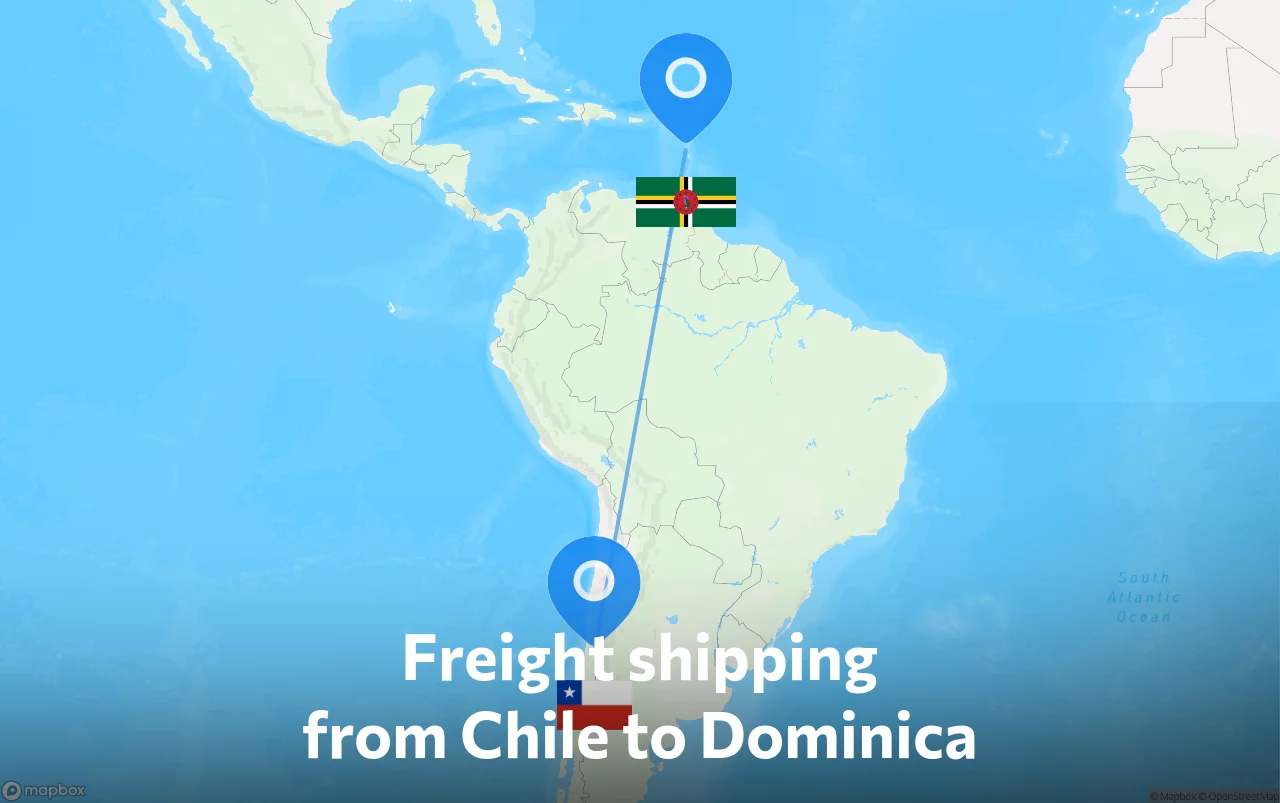 Shipping route from Chile to Dominica