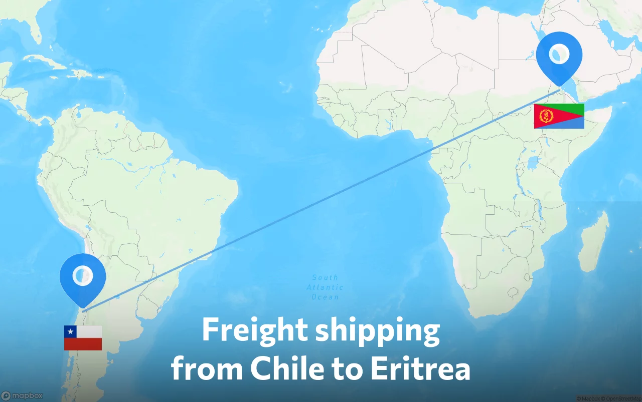 Shipping route from Chile to Eritrea