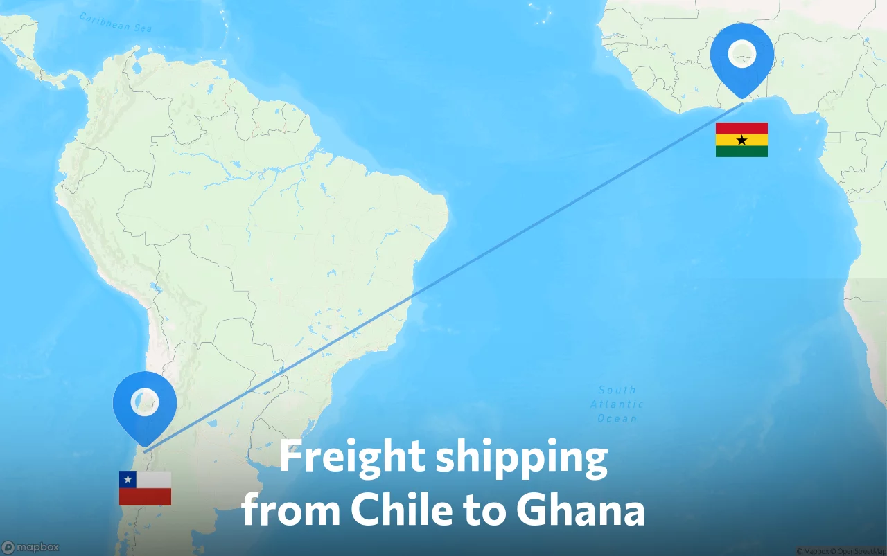 Shipping route from Chile to Ghana