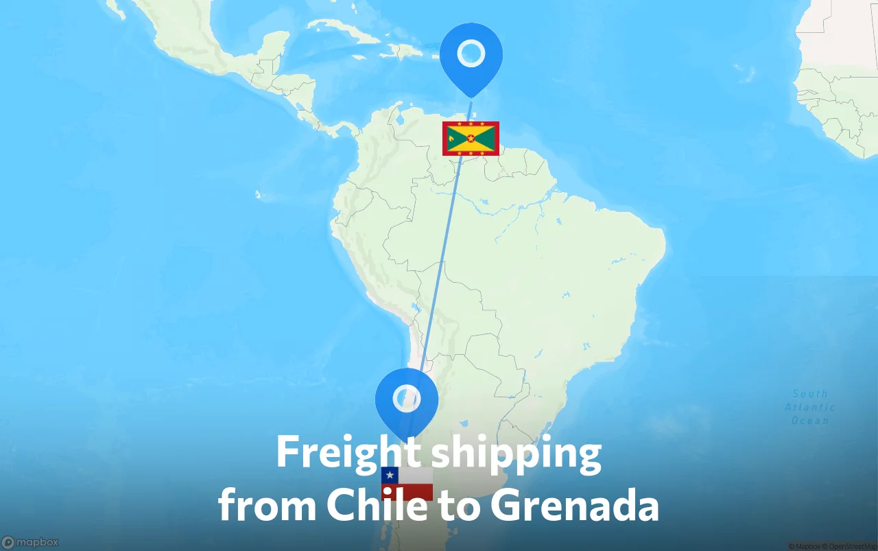 Shipping route from Chile to Grenada