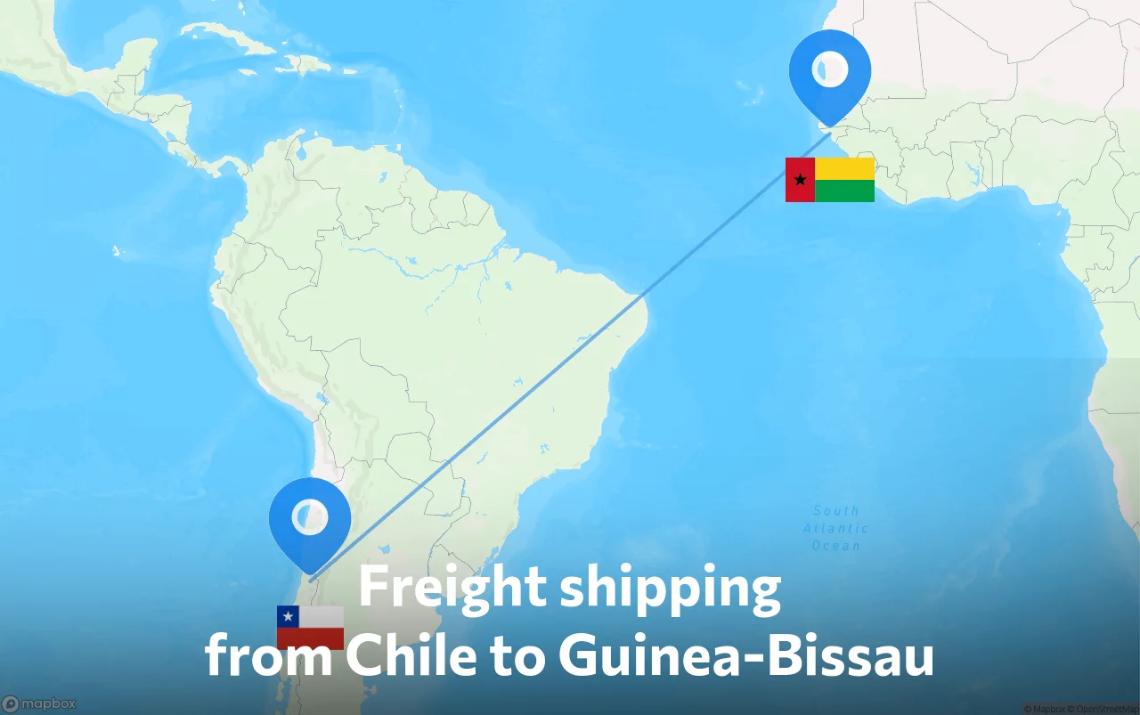 Shipping route from Chile to Guinea-Bissau