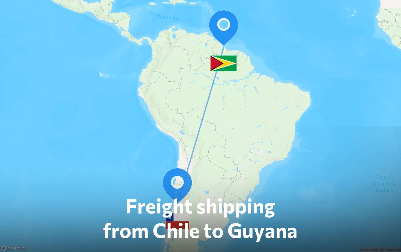 Shipping route from Chile to Guyana