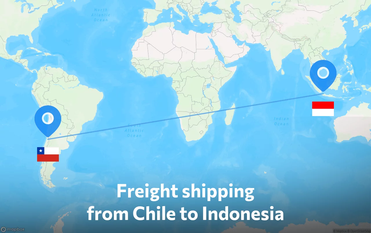 Shipping route from Chile to Indonesia